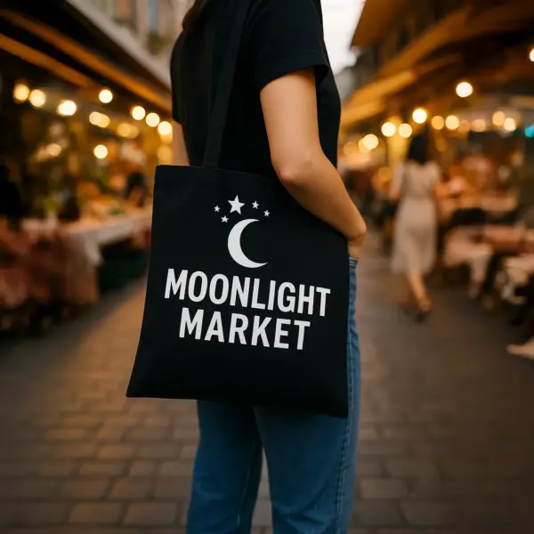 Printed Cotton Shopper Tote Bag - Image 2