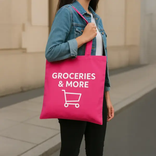 Printed Cotton Shopper Tote Bag - Image 6