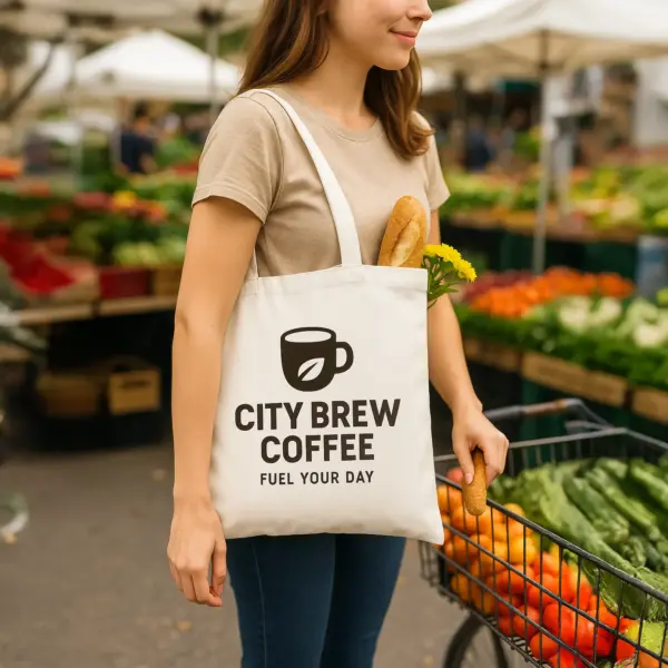 Printed Cotton Shopper Tote Bag