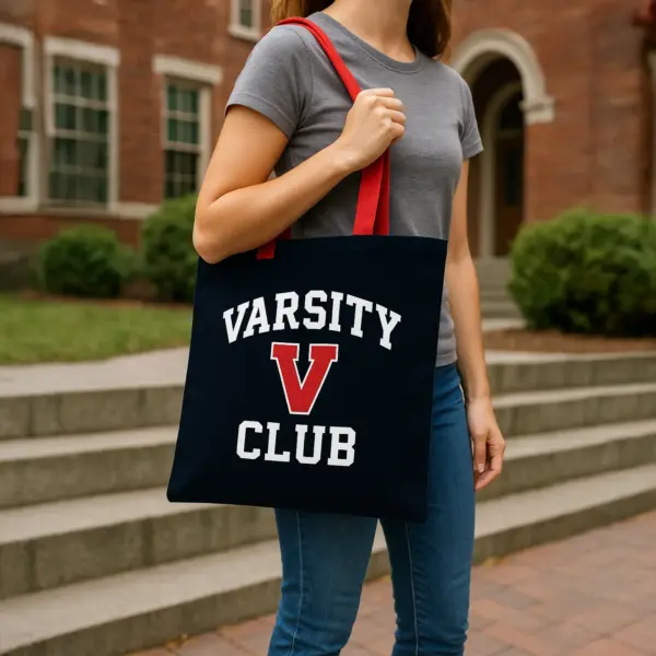 Varsity Cotton Shopper Tote Bag
